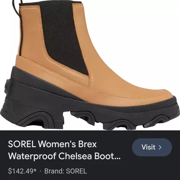 NWT Sorel Brex Waterproof Pull On Chelsea Boots in Tawny Buff Sz. 12