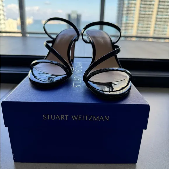 NWT Stuart Weitzman Dancer 80 patent-leather mules