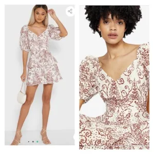 NWT TED BAKER Elizaaa White Brown Eyelet Floral Mini Dress Size TB 0/US 2