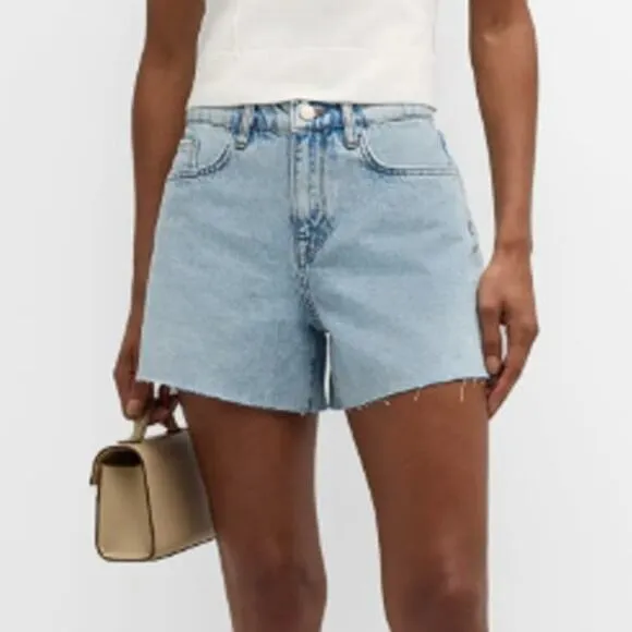 NWT Triarchy High Waisted Raw Hem Denim Cut-Off Jean Shorts Blue Women's Size 24