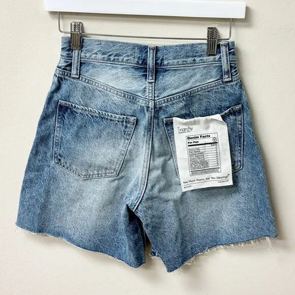 NWT Triarchy High Waisted Raw Hem Denim Cut-Off Jean Shorts Blue Women's Size 24