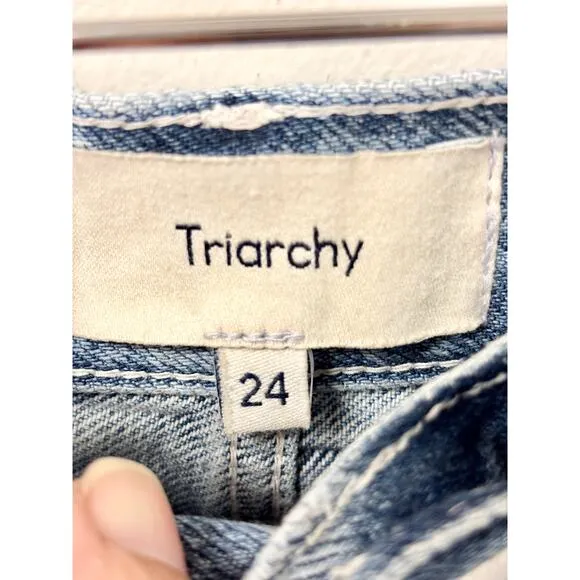 NWT Triarchy High Waisted Raw Hem Denim Cut-Off Jean Shorts Blue Women's Size 24