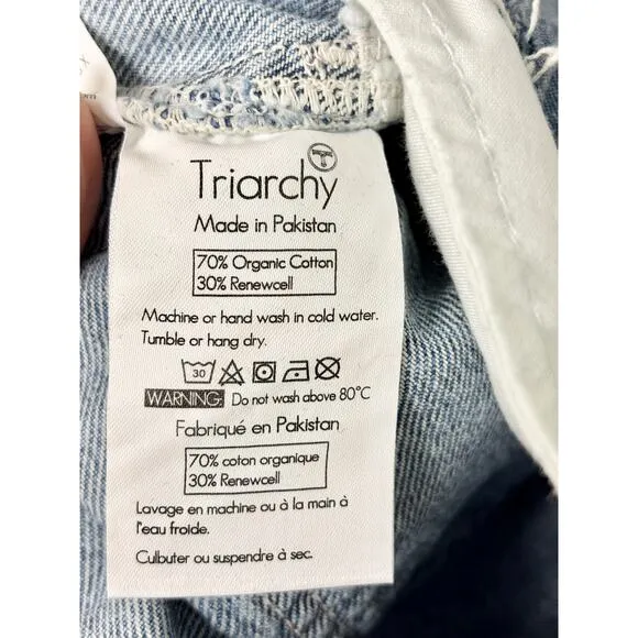 NWT Triarchy High Waisted Raw Hem Denim Cut-Off Jean Shorts Blue Women's Size 24