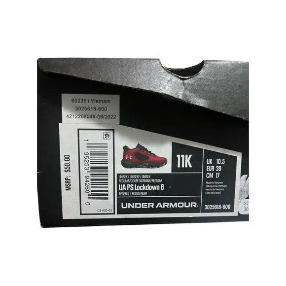 NWT Under Armour Adult UA Lockdown 6 Basketball Shoes Red/Black Sz 11