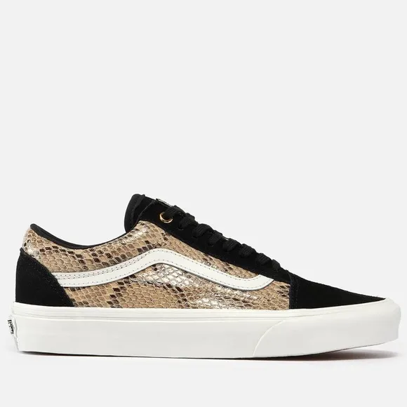 NWT Vans Old Skool Black Suede sneakers with snake print leather low top shoes