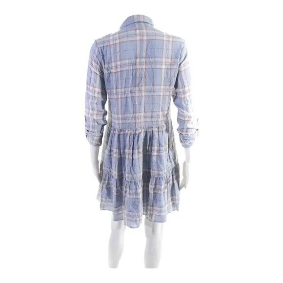 NWT VERONICA BEARD Jemila Blue Plaid Button Front Mini Shirt Dress XS