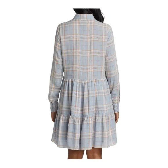 NWT VERONICA BEARD Jemila Blue Plaid Button Front Mini Shirt Dress XS