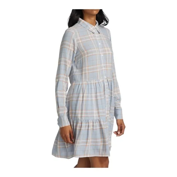 NWT VERONICA BEARD Jemila Blue Plaid Button Front Mini Shirt Dress XS