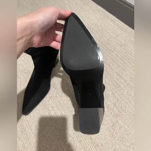 NWT ZARA GENUINE SUEDE BLACK POINTED TOE BOOTS 39