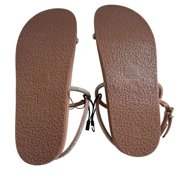 NWT ZARA Rhinestone Studded Sandals Sz 39