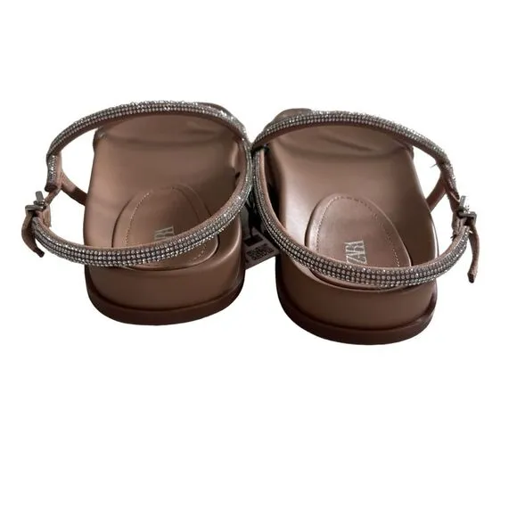 NWT ZARA Rhinestone Studded Sandals Sz 39