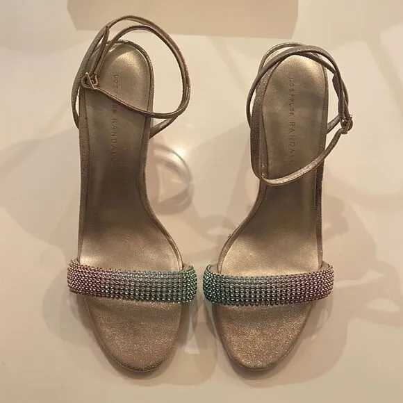 NWT LOEFFLER RANDALL PASTEL &amp; CHAMPAGNE SPARKLE SANDALS - SHAY