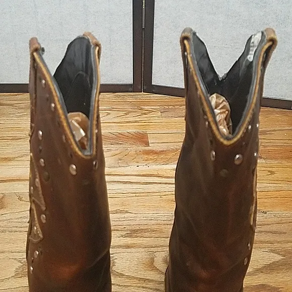 Oak Tree Farms leather studded western boots women's sz 7