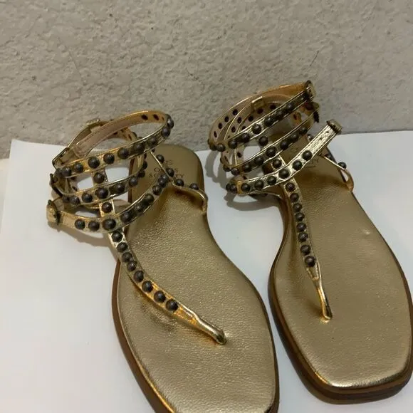 Oasis Society Oaklyn Studded Gladiator Gold Silver Sandals Sz. 8.5
