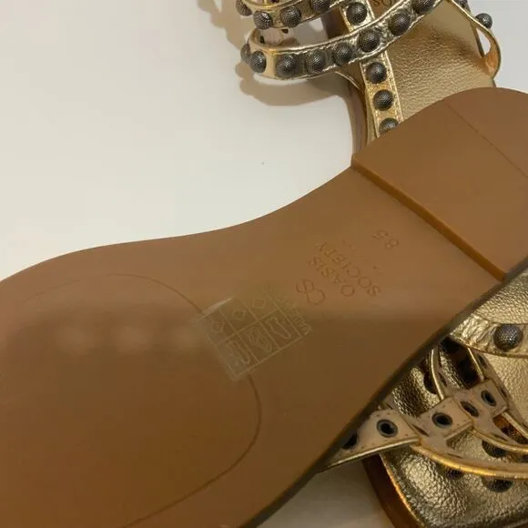 Oasis Society Oaklyn Studded Gladiator Gold Silver Sandals Sz. 8.5