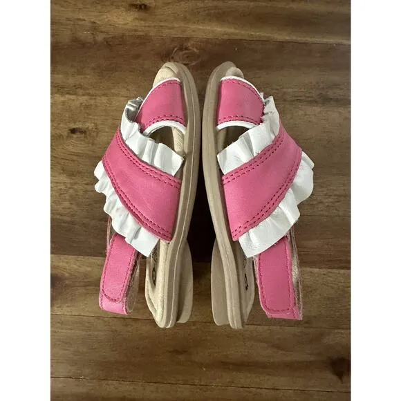 Old Soles Queen Ruffled Sandals Fuchsia Pink Snow White Leather Slingbacks 8