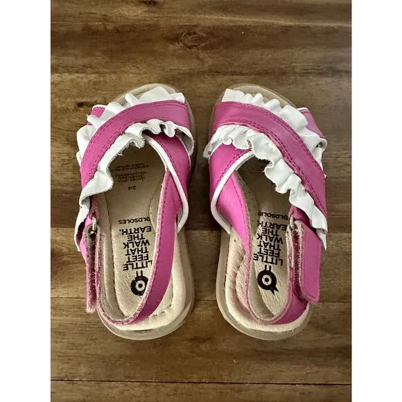 Old Soles Queen Ruffled Sandals Fuchsia Pink Snow White Leather Slingbacks 8