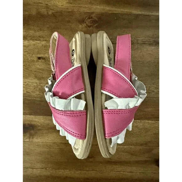 Old Soles Queen Ruffled Sandals Fuchsia Pink Snow White Leather Slingbacks 8