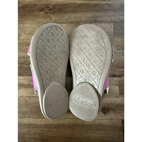 Old Soles Queen Ruffled Sandals Fuchsia Pink Snow White Leather Slingbacks 8
