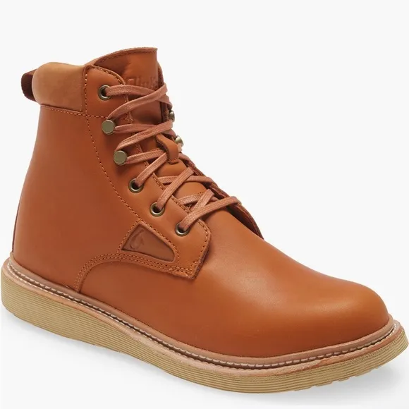 OluKai Kilakila Waterproof Lace-Up Leather Boots, Coconut Husk Size 10.5 New