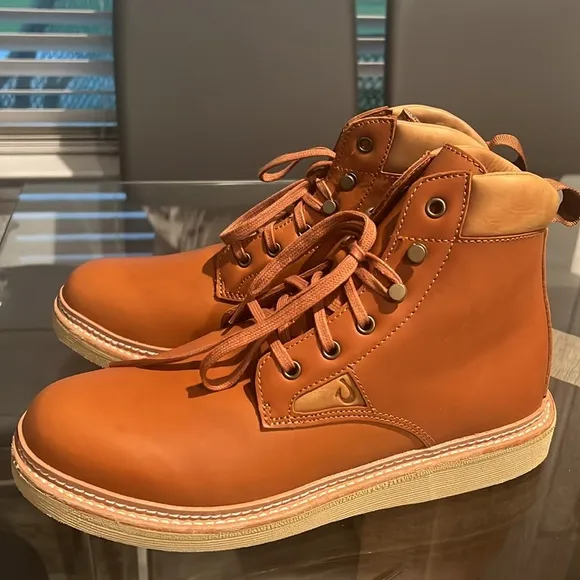 OluKai Kilakila Waterproof Lace-Up Leather Boots, Coconut Husk Size 10.5 New