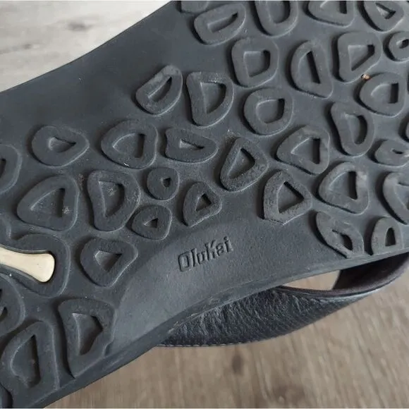 Olukai Kupuna Black Leather Sandal Mens Size 14