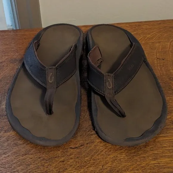 Olukai Ohana Brown Flip Flop Thong Sandals Men’s 11 Beach