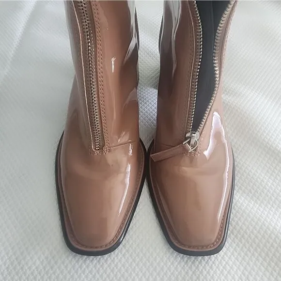 Open Edit Chloe Boots Vegan Patent Leather Chunky Square toe Nordstrom