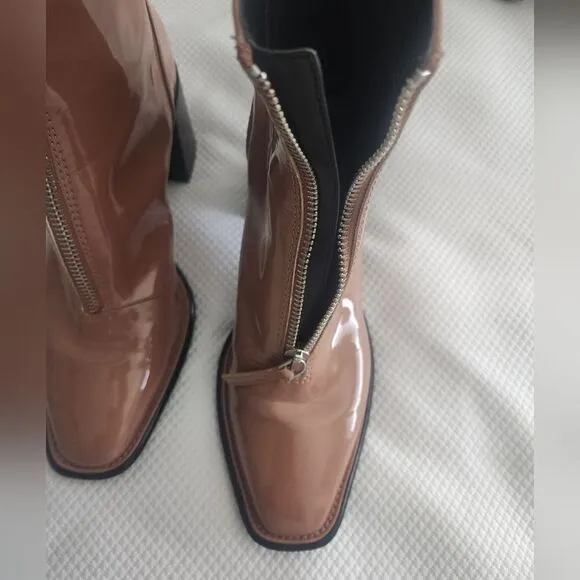 Open Edit Chloe Boots Vegan Patent Leather Chunky Square toe Nordstrom