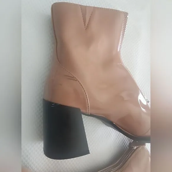 Open Edit Chloe Boots Vegan Patent Leather Chunky Square toe Nordstrom