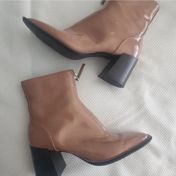 Open Edit Chloe Boots Vegan Patent Leather Chunky Square toe Nordstrom
