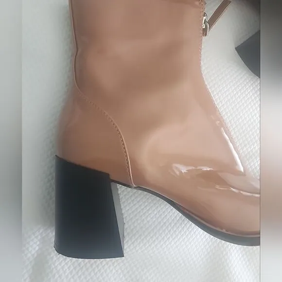 Open Edit Chloe Boots Vegan Patent Leather Chunky Square toe Nordstrom