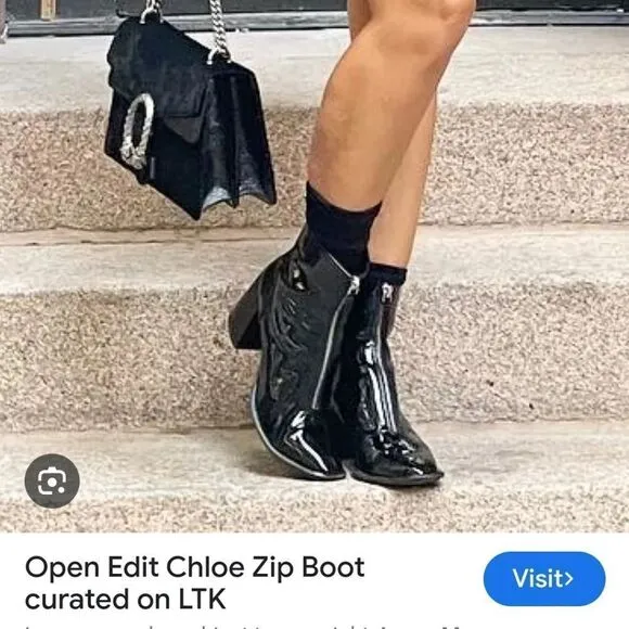 Open Edit Chloe Boots Vegan Patent Leather Chunky Square toe Nordstrom