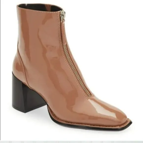 Open Edit Chloe Boots Vegan Patent Leather Chunky Square toe Nordstrom