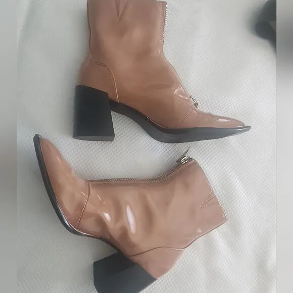 Open Edit Chloe Boots Vegan Patent Leather Chunky Square toe Nordstrom