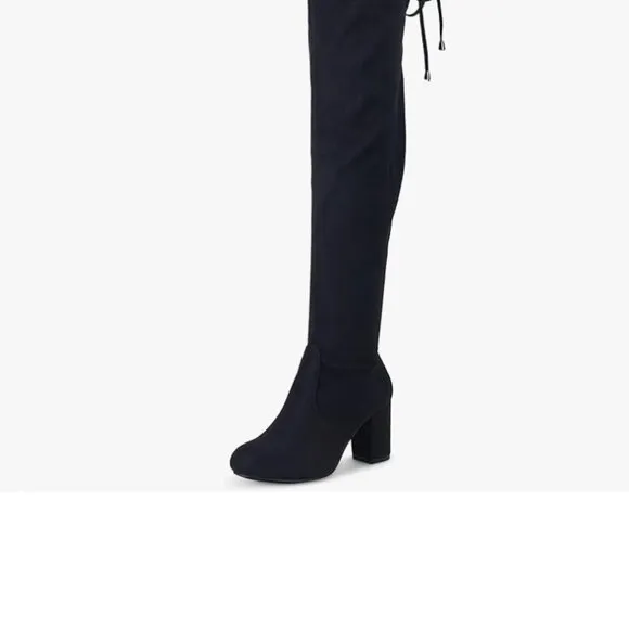 Over The Knee High Vegan Chunky Heel Boots