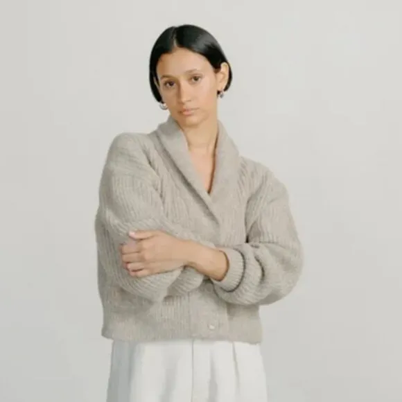Ozma Sloan Alpaca Cardigan Sweater in Brush Small