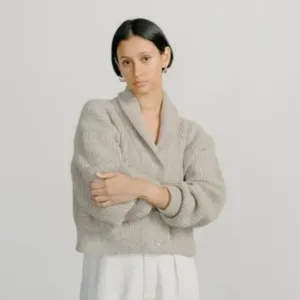 Ozma Sloan Alpaca Cardigan Sweater in Brush Small