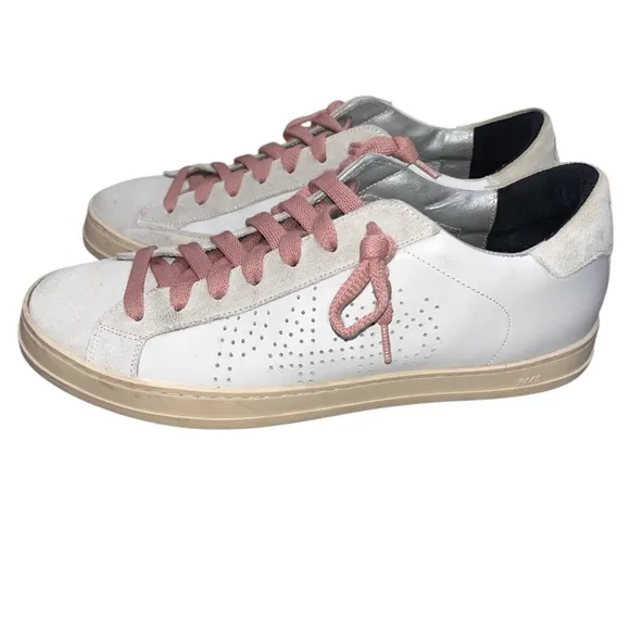 P448 John White Tartan Low Top Pink &amp; White Sneakers Shoes EURO size 40