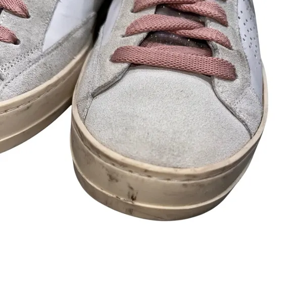 P448 John White Tartan Low Top Pink &amp; White Sneakers Shoes EURO size 40