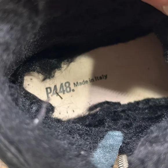 P448 Skate Boster Black Leopard Print Suede Fur Lined High Top Sneakers 40/9-9.5