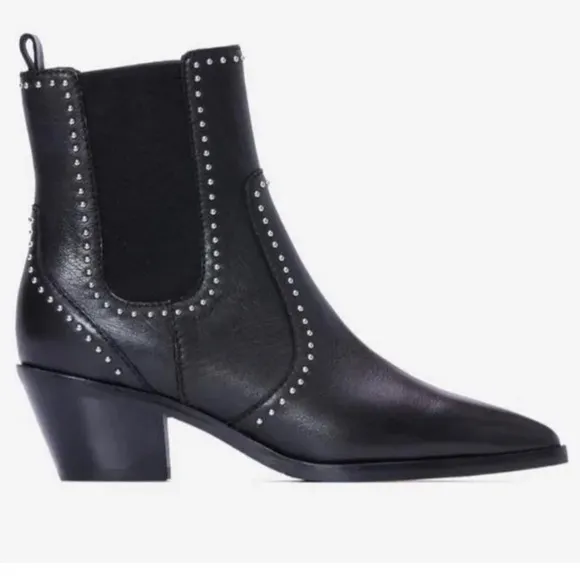 🛍️Paige Willa Black Studded Western Chelsea Boots Black Pointed Toe 10.5/11