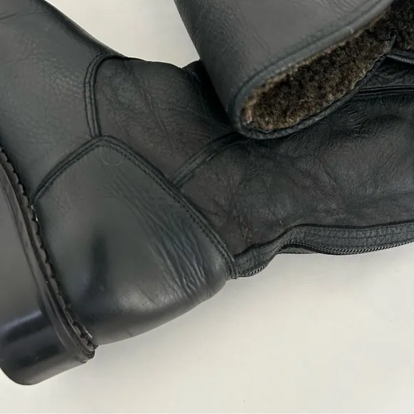 Pajar Boots - Canadian Women's vintage Chunky Black Leather &amp; Shearling Back Zip