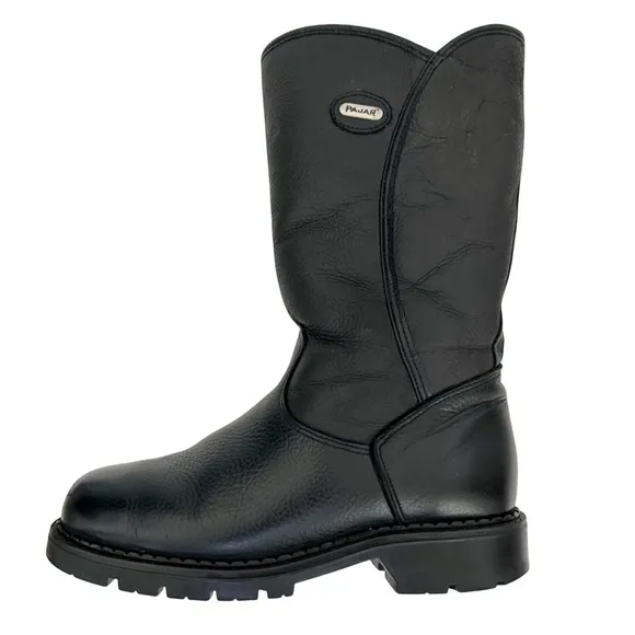 Pajar Boots - Canadian Women's vintage Chunky Black Leather &amp; Shearling Back Zip
