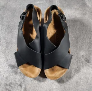 Papillio Birkenstock Samira Black Leather Wedge Sandals Women’s 38 US 7