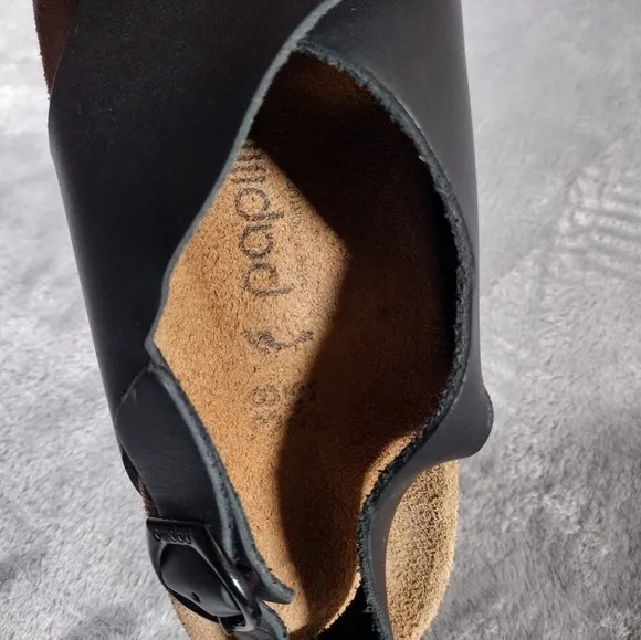 Papillio Birkenstock Samira Black Leather Wedge Sandals Women’s 38 US 7
