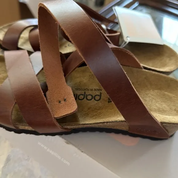 Papillio Womens Lola Leather Cognac Sandals 7 US
