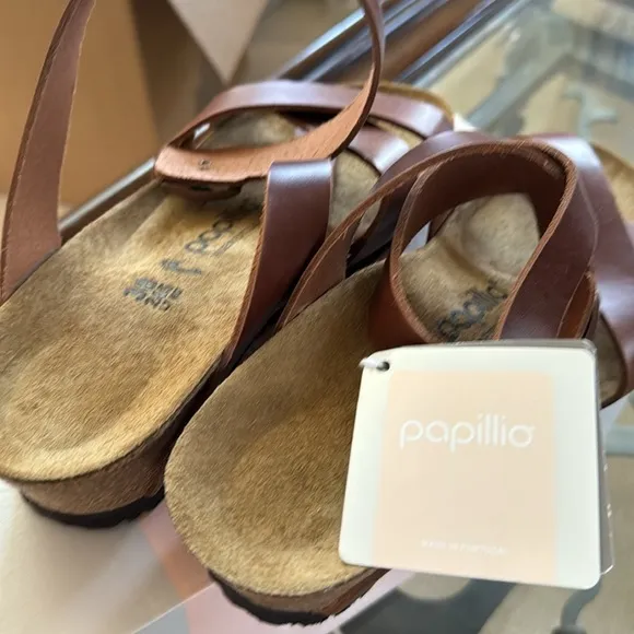 Papillio Womens Lola Leather Cognac Sandals 7 US