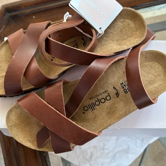 Papillio Womens Lola Leather Cognac Sandals 7 US