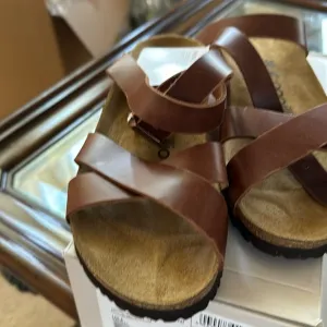Papillio Womens Lola Leather Cognac Sandals 7 US